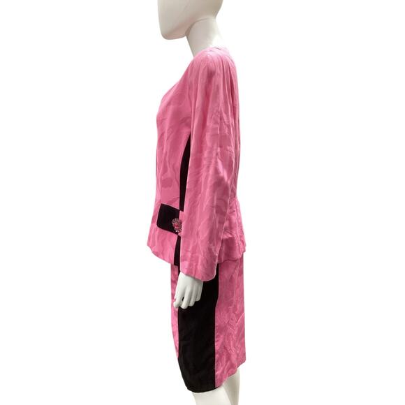 VTG Rickie Freeman For Teri Jon Suit Set Women’s SZ 14 Blazer+Skirt Pink & Black - Picture 3 of 8